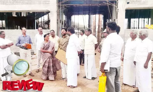 தாராபுரம் அரசு கலைக்கல்லூரிக்கு ரூ.12½ கோடியில் கட்டிடப்பணி - அமைச்சர் ஆய்வு