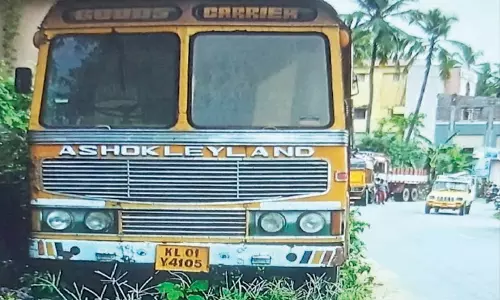 மார்த்தாண்டம் சாலையில் சாலையோரத்தில் வெகு நாட்களாக நிற்கும் கனரக வாகனங்கள்