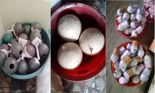 அனுமதியின்றி வீட்டில் பட்டாசு தயாரித்தவர் கைது- 100 கிலோ வெடிமருந்து பறிமுதல்