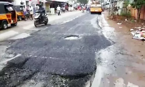 வேலூர்-ஆற்காடு ரோட்டில் தார் சாலை அமைக்கும் பணி தீவிரம்