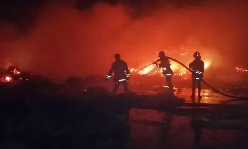 கயிறு திரிக்கும் ஆலையில் தீவிபத்து- ரூ.30 லட்சம் மதிப்பிலான பொருட்கள் எரிந்து சேதம்