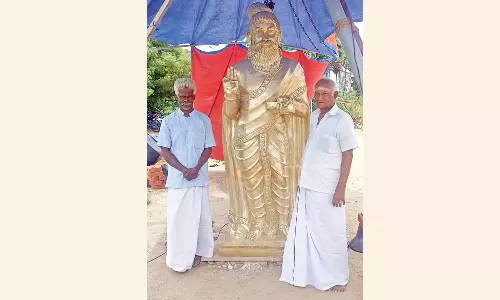 புதுச்சேரியில் 600 கிலோ எடையில் உருவாக்கப்பட்ட திருவள்ளுவர் சிலை பிரான்சில் நிறுவப்படுகிறது