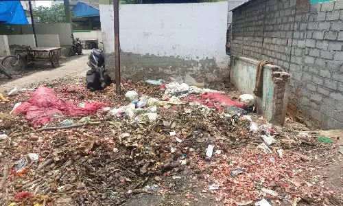 திண்டுக்கல்: காந்தி மார்க்கெட் அருகே தேங்கியுள்ள குப்பையால் சுகாதார சீர்கேடு