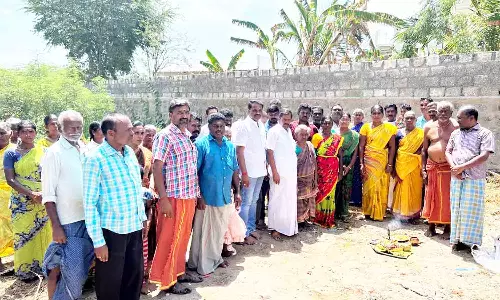 புதிய சமுதாய கூடம் கட்ட பூமி பூஜை