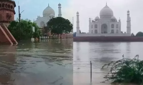 45 ஆண்டுகளுக்கு பிறகு யமுனை ஆற்றின் வெள்ளம் தாஜ்மகாலுக்குள் புகுந்தது