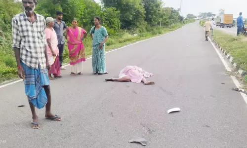 வாகனம் மோதி மூதாட்டி பலி