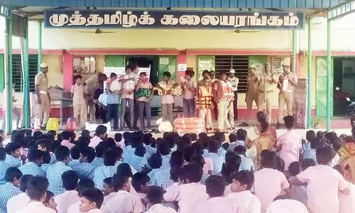 அரசு பள்ளியில் பேரிடர் ஒத்திகை பயிற்சி