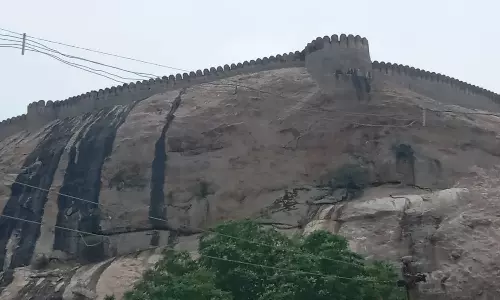 மலைக்கோட்டை மதில் சுவரில் நீர்கசிவு- தொல்லியல் துறை அதிகாரிகள் ஆய்வு