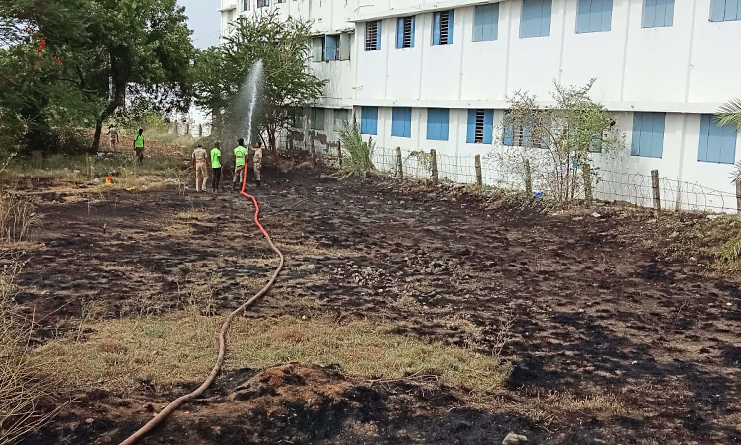 ஒட்டன்சத்திரத்தில் தனியார் பள்ளி பின்புறம் காலி இடத்தில் தீ விபத்து