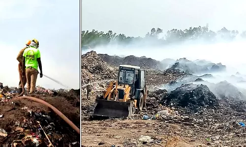 நெல்லை மாநகராட்சி குப்பை கிடங்கில் தீயை அணைக்க 3-வது நாளாக போராட்டம்