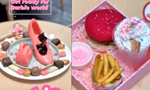 டெல்லி ஓட்டலில் பார்பி நிற உணவு வகைகள்