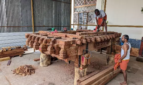 பழனி பெரியநாயகி அம்மன் கோவிலில் ரூ.45 லட்சம் மதிப்பில் தைப்பூசத்தேரை புதுப்பிக்கும் பணி