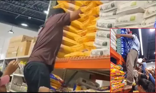 இந்தியாவின் ஏற்றுமதி தடை எதிரொலி.. அமெரிக்காவில் அரிசி வாங்க கடைகளில் குவியும் மக்கள்