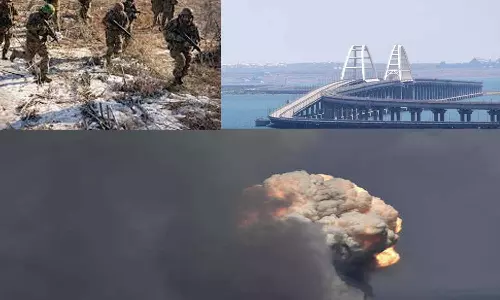 ரஷியாவின் கிரிமீயா பகுதியில் வெடிமருந்து கிடங்கு மீது டிரோன் தாக்குதல்- உக்ரைன் ராணுவம் அதிரடி