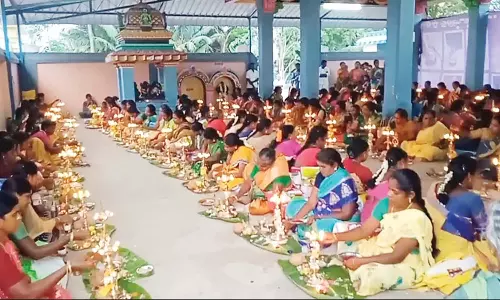 கூரத்தாங்குடி கோவிலில் 108 விளக்கு பூஜை