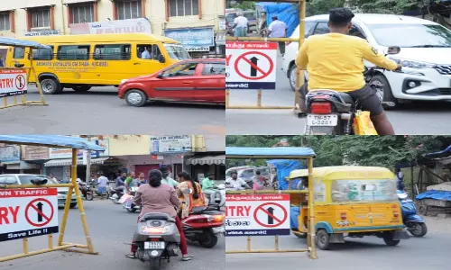 திண்டுக்கல்லில் ஒருவழிப்பாதையில் விதிமீறி வரும் வாகனங்களால் தொடர் விபத்து
