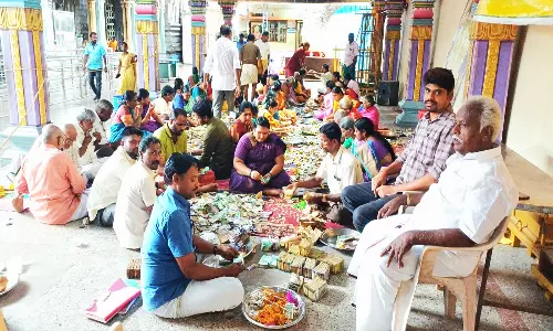 வெட்டுவானம் எல்லையம்மன் கோவிலில் காணிக்கை எண்ணும் பணி