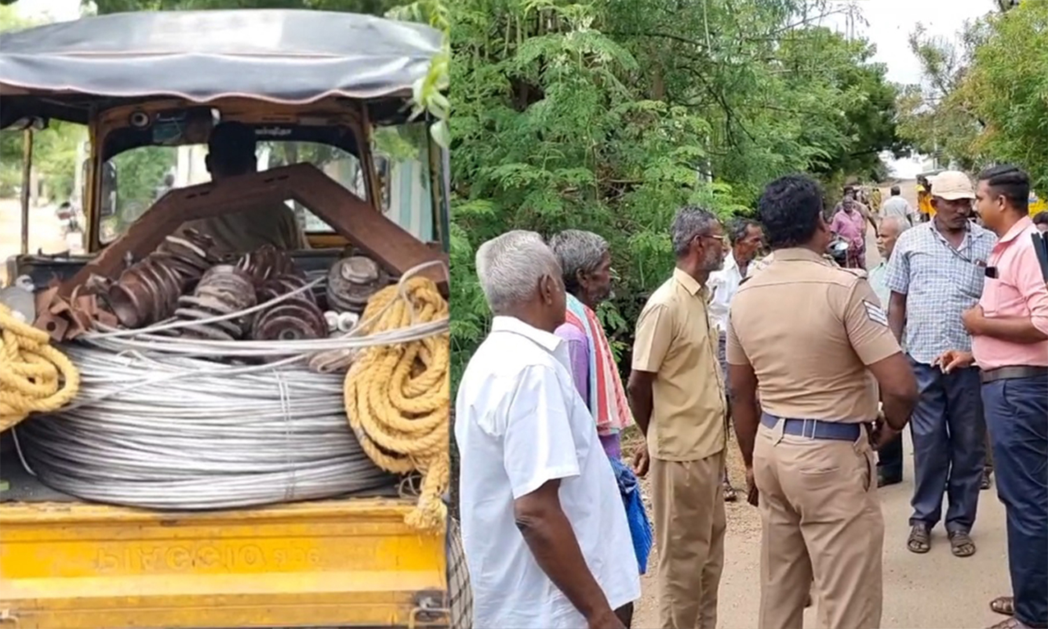உயர் மின் அழுத்த கம்பிகளை குடியிருப்பு வழியே கொண்டு செல்ல எதிர்ப்பு தெரிவித்து வாக்குவாதம்