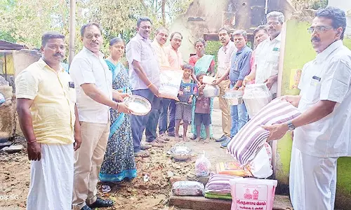 தீ விபத்தில் பாதிக்கப்பட்ட குடும்பத்திற்கு நிவாரண பொருட்கள்