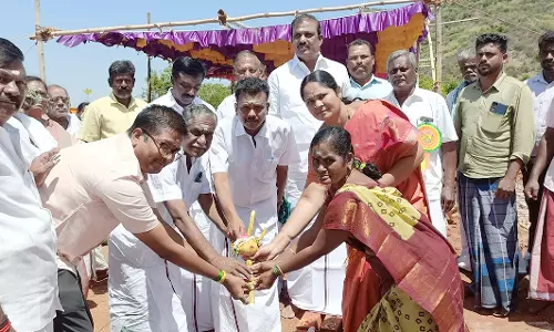 புதிய ஜல்லிக்கட்டு மைதானத்திற்கு தார்சாலை அமைக்கும் பணி-வெங்கடேசன் எம்.எல்.ஏ.