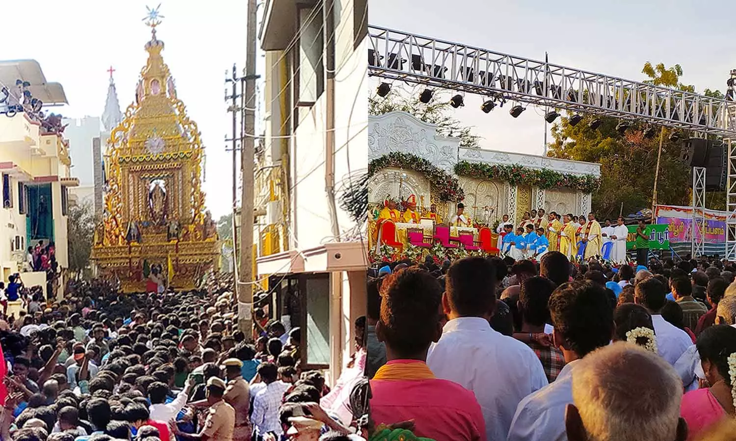 தூய பனிமயமாதா பேராலய தங்கத்தேரோட்டம்- பல்லாயிரக்கணக்கானோர் பங்கேற்பு தூய பனிமயமாதா பேராலய தங்கத்தேரோட்டம்- பல்லாயிரக்கணக்கானோர் பங்கேற்பு