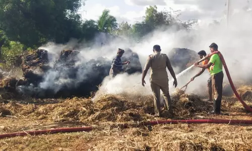 வைக்கோல் போர் தீப்பிடித்து எரிந்து நாசம்