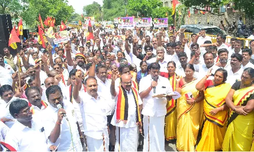 கோவையில் தே.மு.தி.க. கண்டன ஆர்ப்பாட்டம்