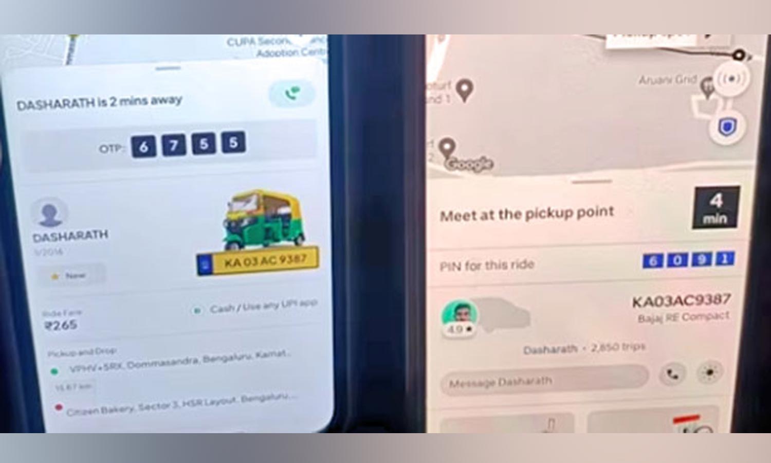 ஒரே நேரத்தில் 2 சவாரிக்கு ஒப்புக்கொண்ட ஆட்டோ டிரைவர்