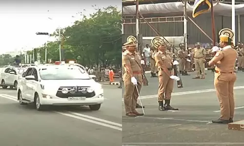 சுதந்திரதின விழாவை முன்னிட்டு சென்னை கோட்டையில் இன்று போலீஸ் அணிவகுப்பு ஒத்திகை