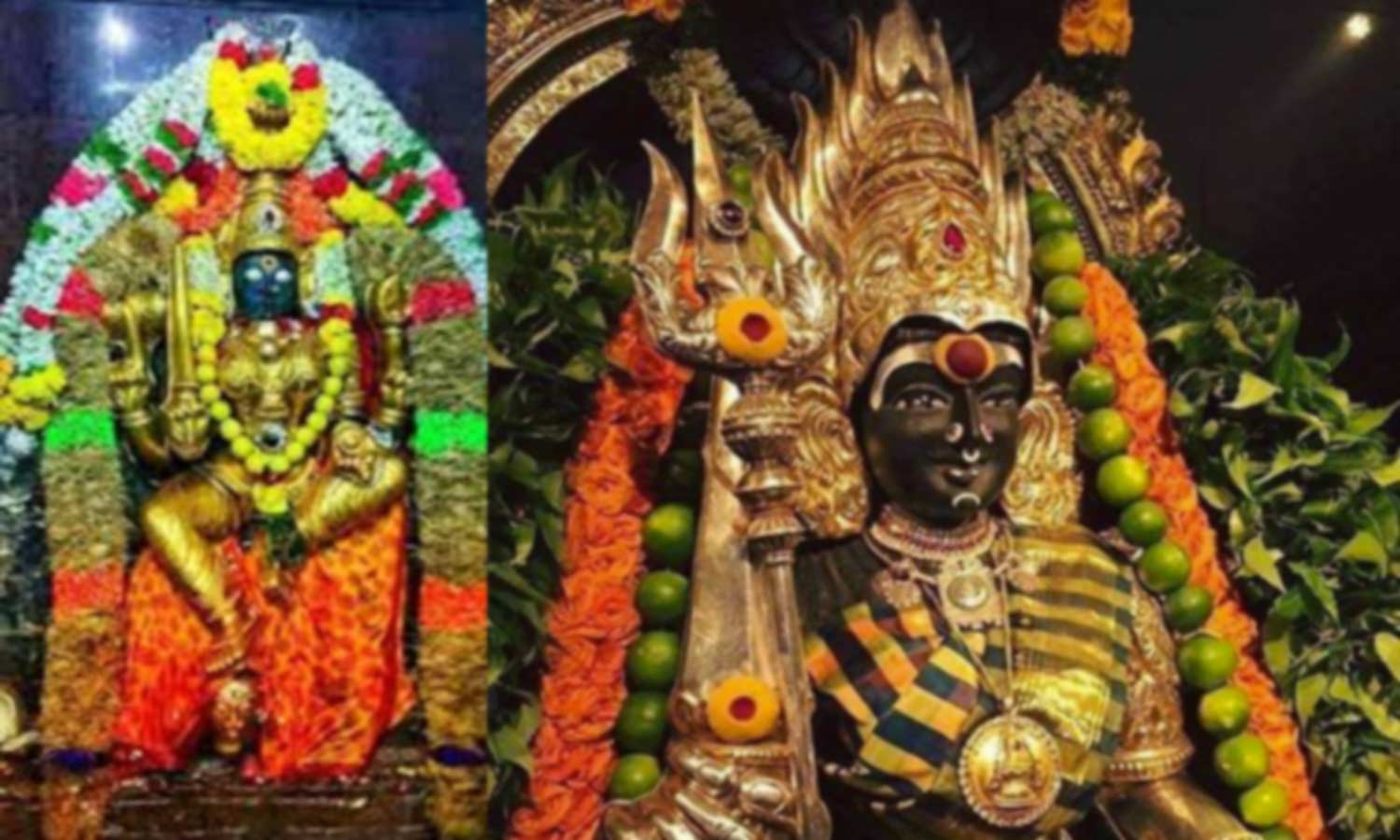 Goddess decorated in Kalaratri incarnation at Srisailam temple