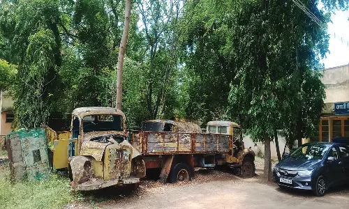 நிலக்கோட்டை சார்நிலைய கருவூலத்தில் பாம்புகளின் இருப்பிடமாக மாறிய லாரிகள்