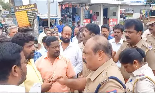 பா.ஜ.க. நிர்வாகிகள் பேரணியாக செல்ல அனுமதி மறுப்பு: போலீசாருடன் வாக்குவாதம்