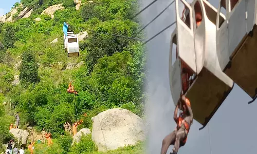 ரோப்கார் விபத்து ஏற்பட்டால் மீட்பது குறித்து ஒத்திகை