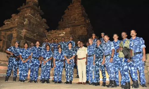 மாமல்லபுரம் புராதன சின்னம் பகுதியில் சி.ஆர்.பி ரேபிட் ஃபோர்ஸ் அதிரடிப்படை வீரர்கள் திடீர் ஆய்வு