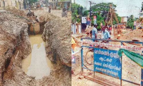 தொடங்கி ஒரு ஆண்டு ஆகியும் முடியவில்லை... புதைகுழிபோல் மாறிப்போன முகலிவாக்கம் சாலை