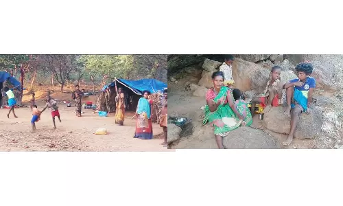 அரசு வழங்கிய குடியிருப்பில் இருந்து விரட்டியதால் மலைக்குகையில் ஆபத்தான முறையில் வசிக்கும் பழங்குடியின மக்கள்