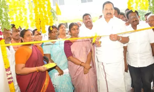 ரூ.56 லட்சம் மதிப்பில் கருணாநிதி நூற்றாண்டு சிமெண்டு சேமிப்பு கிடங்கு