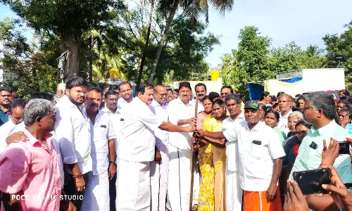 நாகம்பட்டி ஊராட்சியில்  சாலை அமைக்க ரூ.55 லட்சம் மதிப்பில் பூமி பூஜை