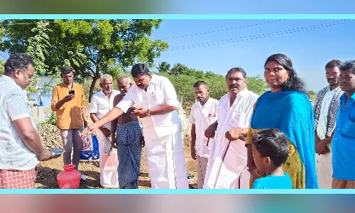 சங்கரன்கோவில் அருகே ரூ.21 லட்சம் மதிப்பீட்டில் உயர்நிலை நீர் தேக்க தொட்டி கட்டும் பணி- ராஜா எம்.எல்.ஏ. அடிக்கல் நாட்டினார்