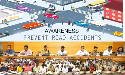 சாலை விபத்துக்களை தடுக்க விழிப்புணர்வு  ஏற்படுத்த வேண்டும் - அதிகாரிகளுக்கு கலெக்டர் அதிரடி உத்தரவு