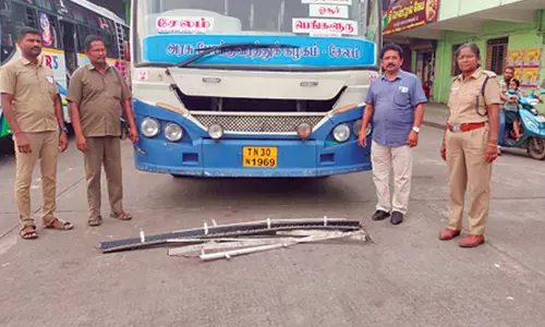 பஸ்களில் ஒளிரும் வண்ண விளக்கு பட்டைகள் அகற்றம்