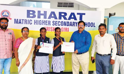 தடகள போட்டியில்   பாரத் மெட்ரிக் பள்ளி மாணவிகள் சாதனை