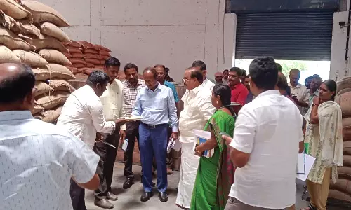 கருமத்தம்பட்டி நுகர்பொருள் வாணிப கழக கிடங்கில் அமைச்சர் சக்கரபாணி ஆய்வு