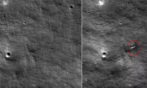 லூனா 25 விழுந்து நிலவில் 10 மீட்டர் பள்ளம்: நாசா வெளியிட்ட அதிர்ச்சி புகைப்படம்