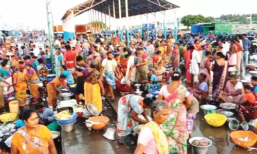 அக்கரைப்பேட்டை துறைமுகத்தில் மீன் விற்பனை குறைவு