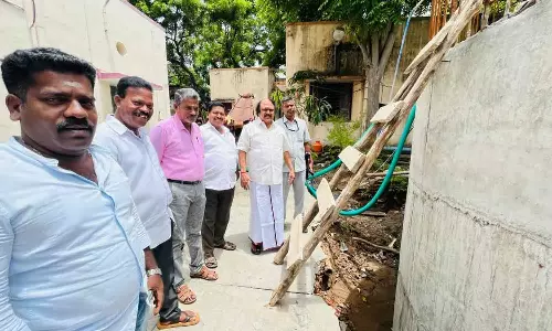 கழிவுநீர் சேகரிப்பு பணியை கென்னடி எம்.எல்.ஏ. ஆய்வு