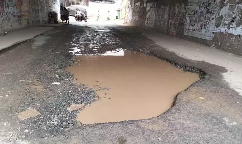 சிதிலமடைந்து குண்டும் குழியுமாக காட்சியளிக்கும் அரியமங்கலம் சுரங்கப்பாதை சாலை