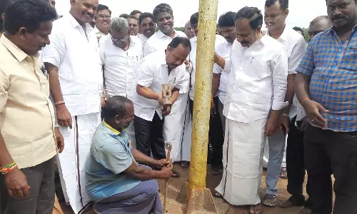 தி.மு.க. முப்பெரும் விழா பந்தக்கால் நடும் நிகழ்ச்சி