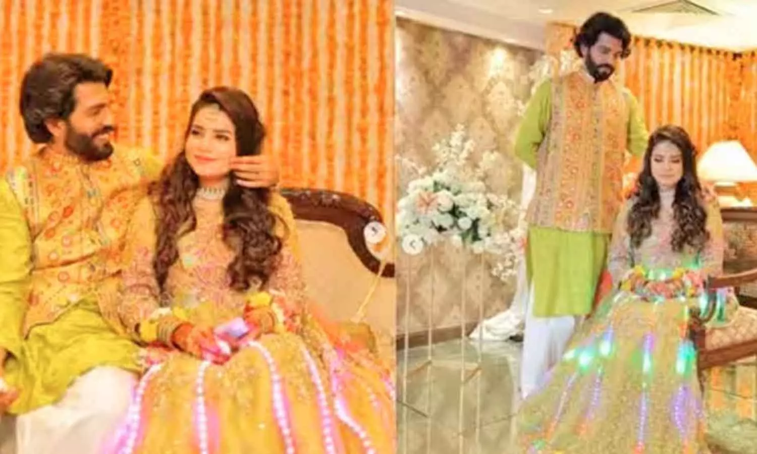 எல்.இ.டி. விளக்குகளுடன் கூடிய ஆடை அணிந்து வந்த மணப்பெண்