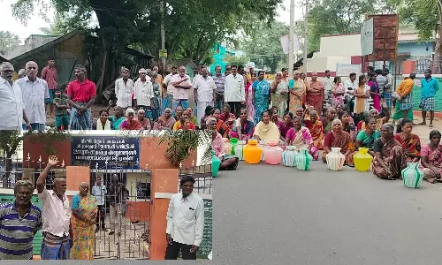 ஆம்பூர் அருகே காலி குடங்களுடன் அரசு பஸ்சை சிறை பிடித்து பொதுமக்கள் சாலை மறியல்